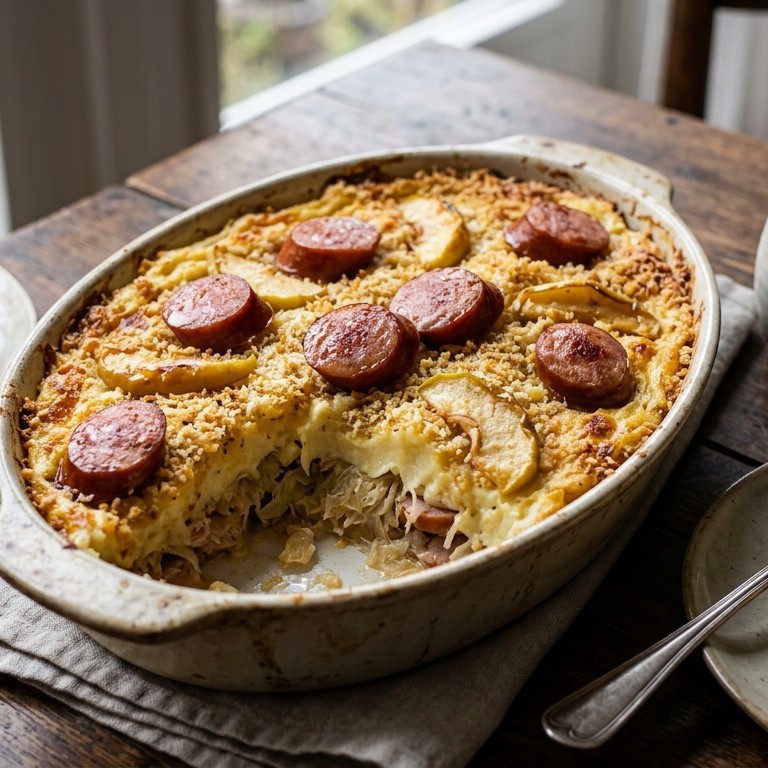 Zuurkool met rookworst en appel uit de oven recept