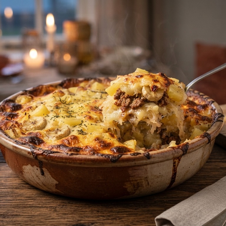 Zuurkoolschotel met banaan en ananas recept