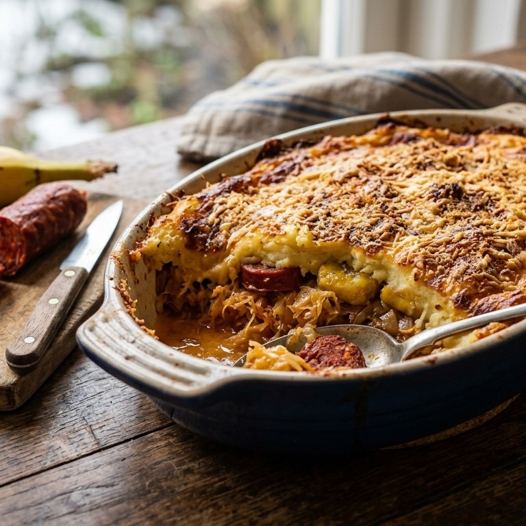 Zuurkoolschotel met chorizo en banaan recept