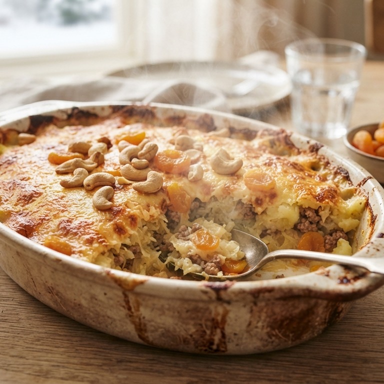 Zuurkoolschotel met kaaskorstje recept