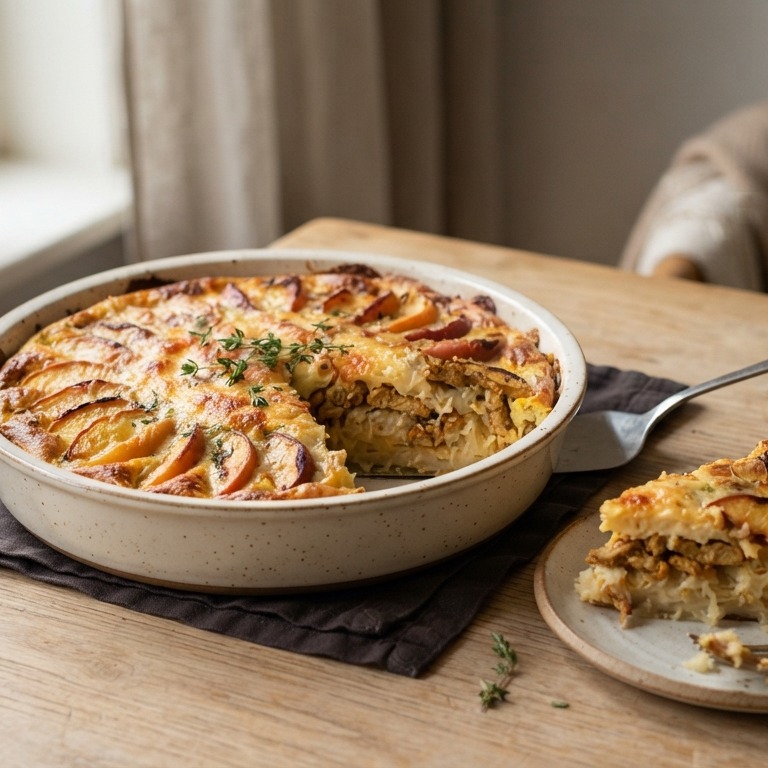 Zuurkoolschotel met perzik recept