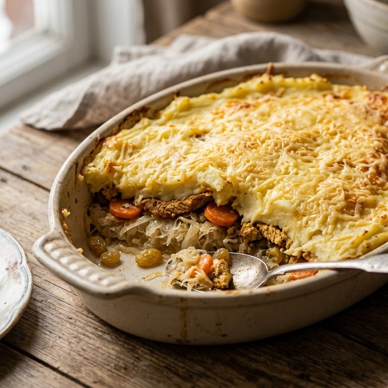 Zuurkoolschotel met shoarmavlees recept