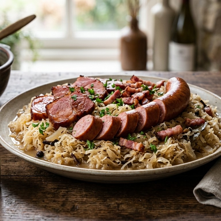 Zuurkoolschotel met worst recept