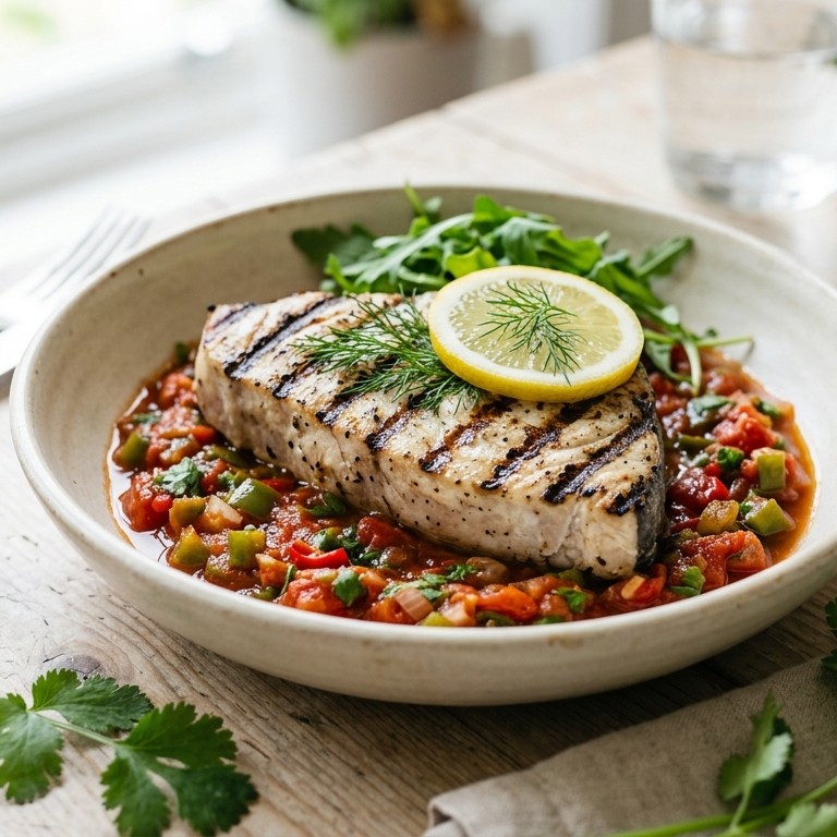 Zwaardvis met salsa rossa recept