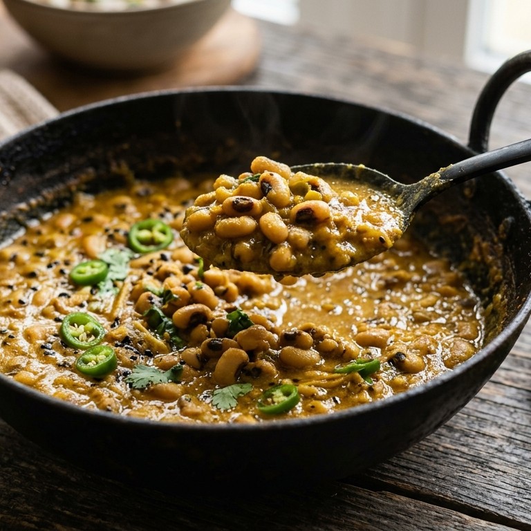Zwarte ogenbonen in pittige saus recept