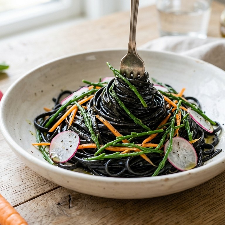 Zwarte pasta met zeekraal recept