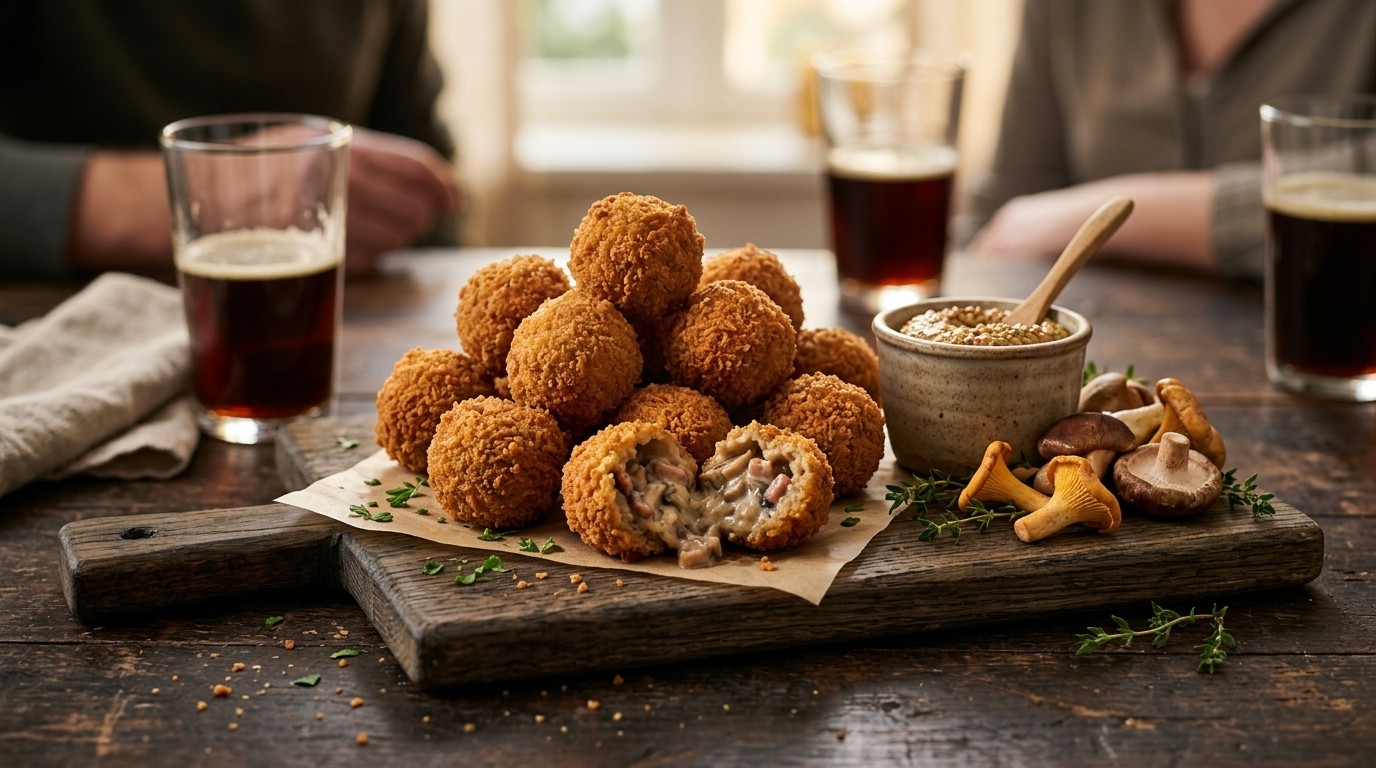 15 tot 20 Bitterballen met Champignons en Spek