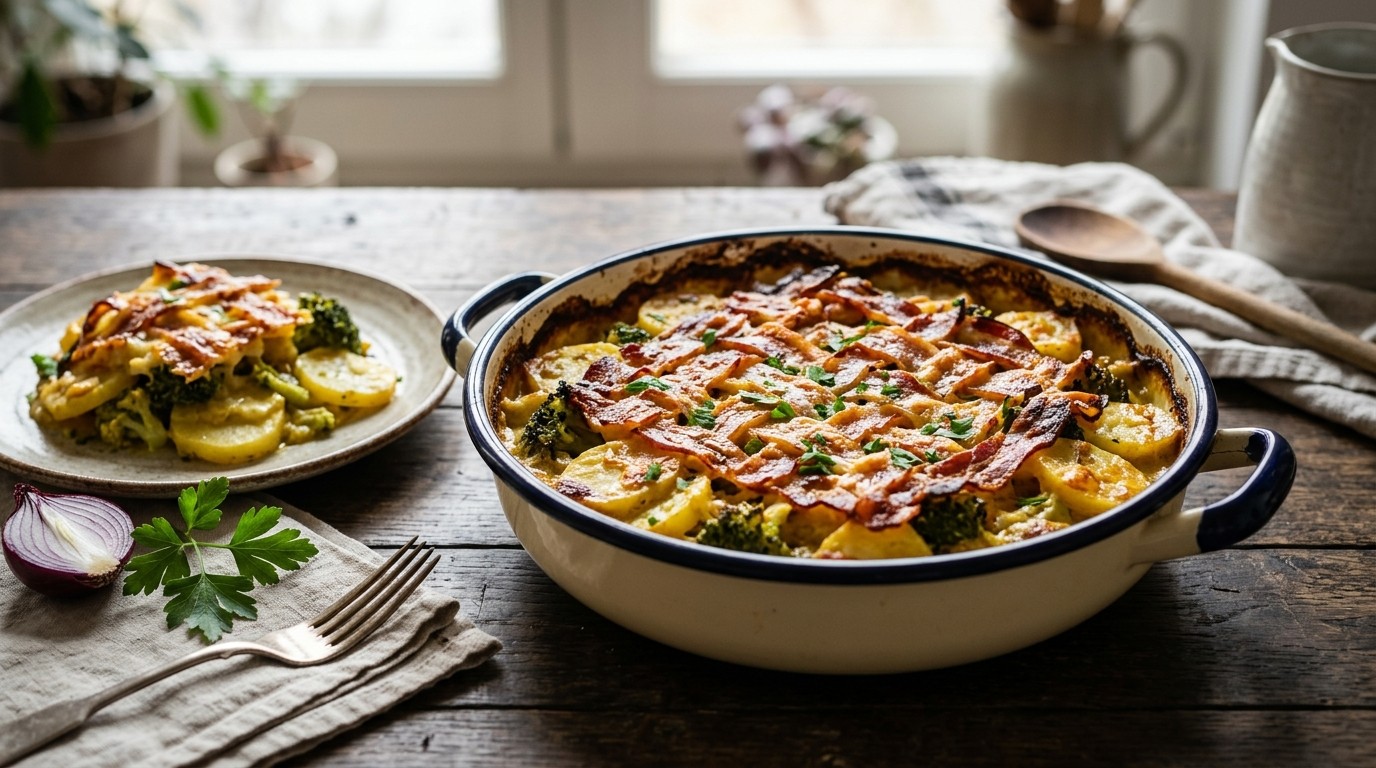 Aardappel-broccolischotel