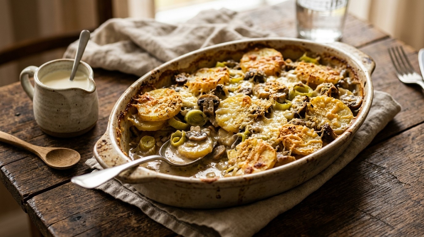 Aardappel-champignon Schotel met Prei