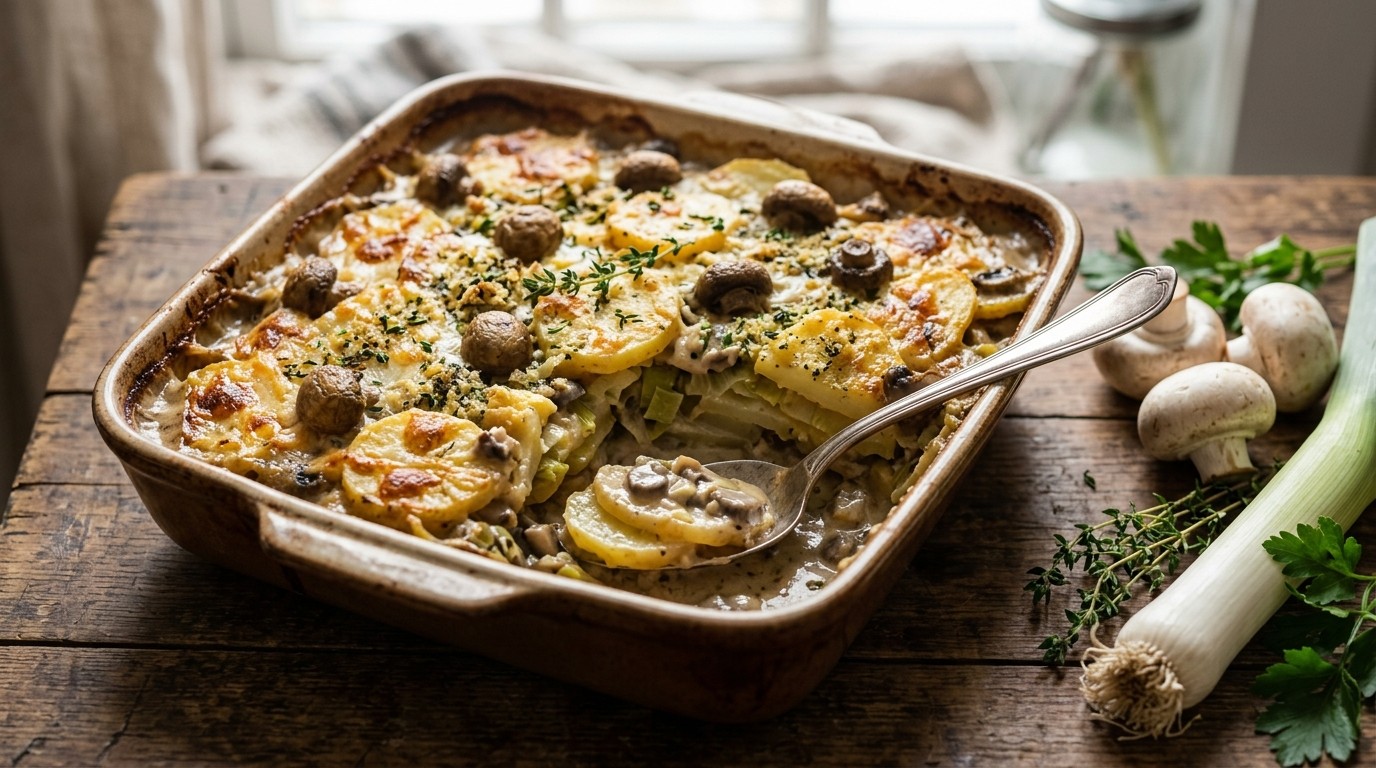 Aardappel Champignon schotel