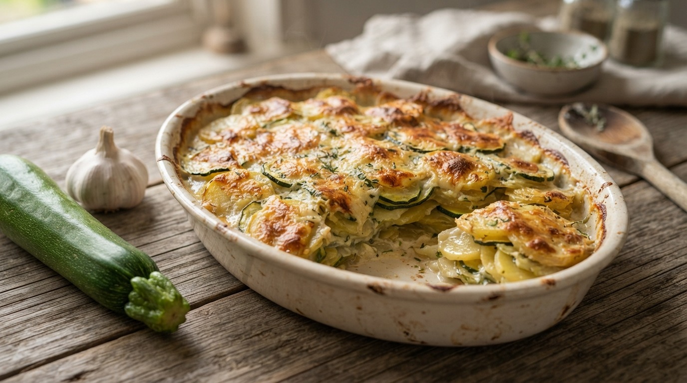 Aardappel-courgette-gratin