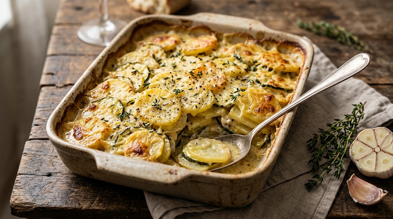 Aardappel-courgettegratin