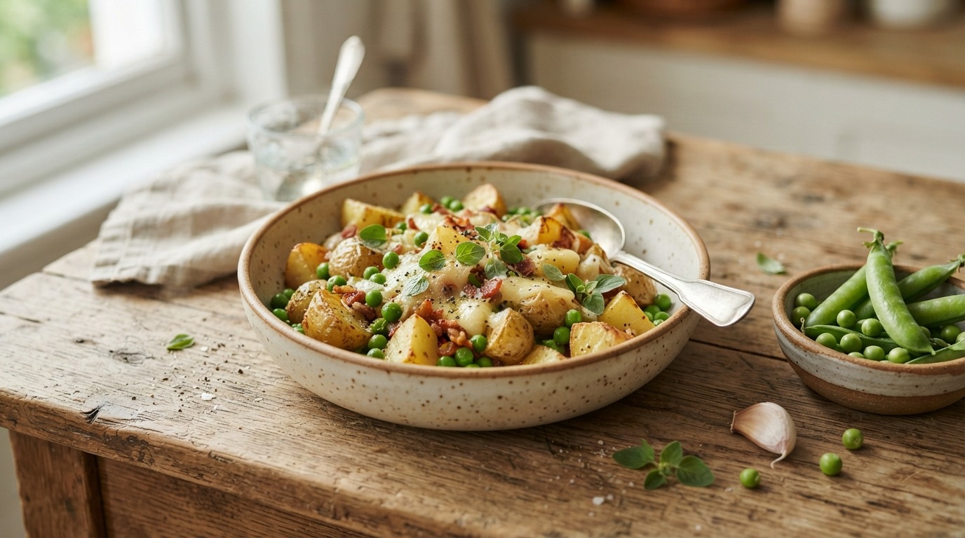 Aardappel-doperwtenschotel