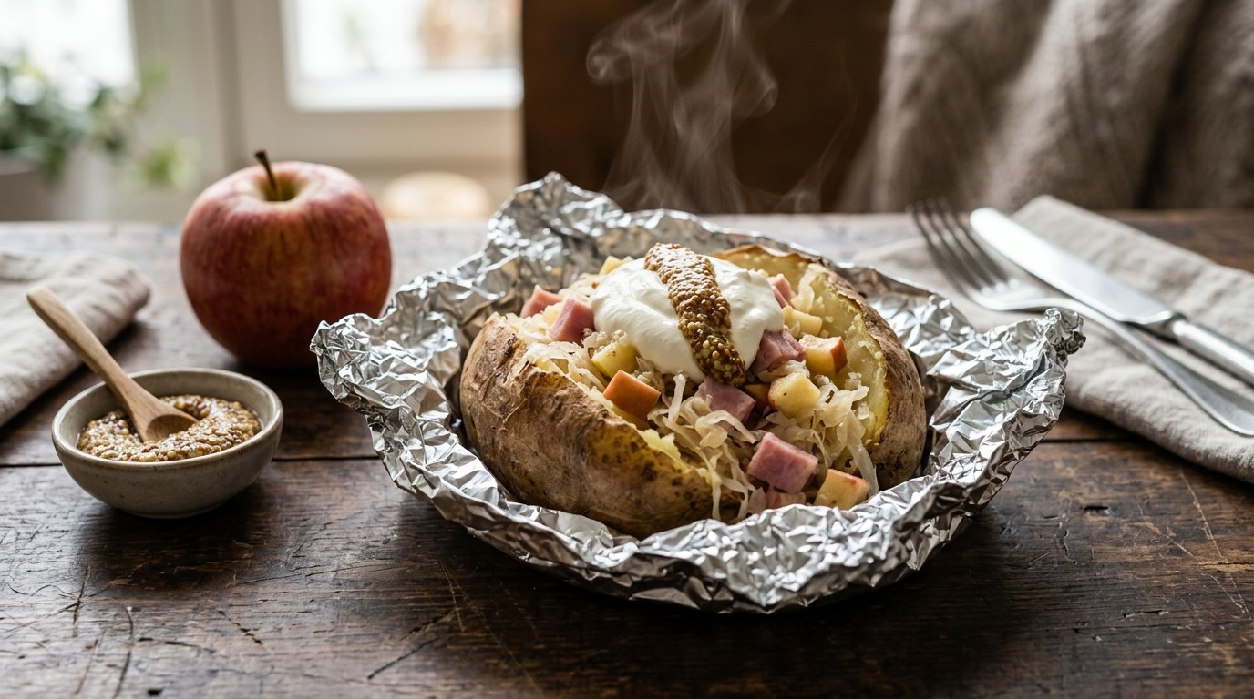 Aardappel met zuurkool en ham