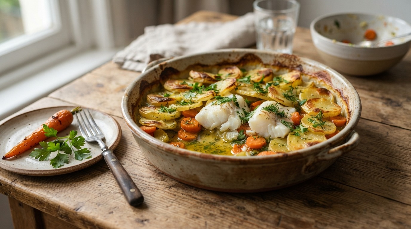 Aardappel-ovenschotel met kabeljauw
