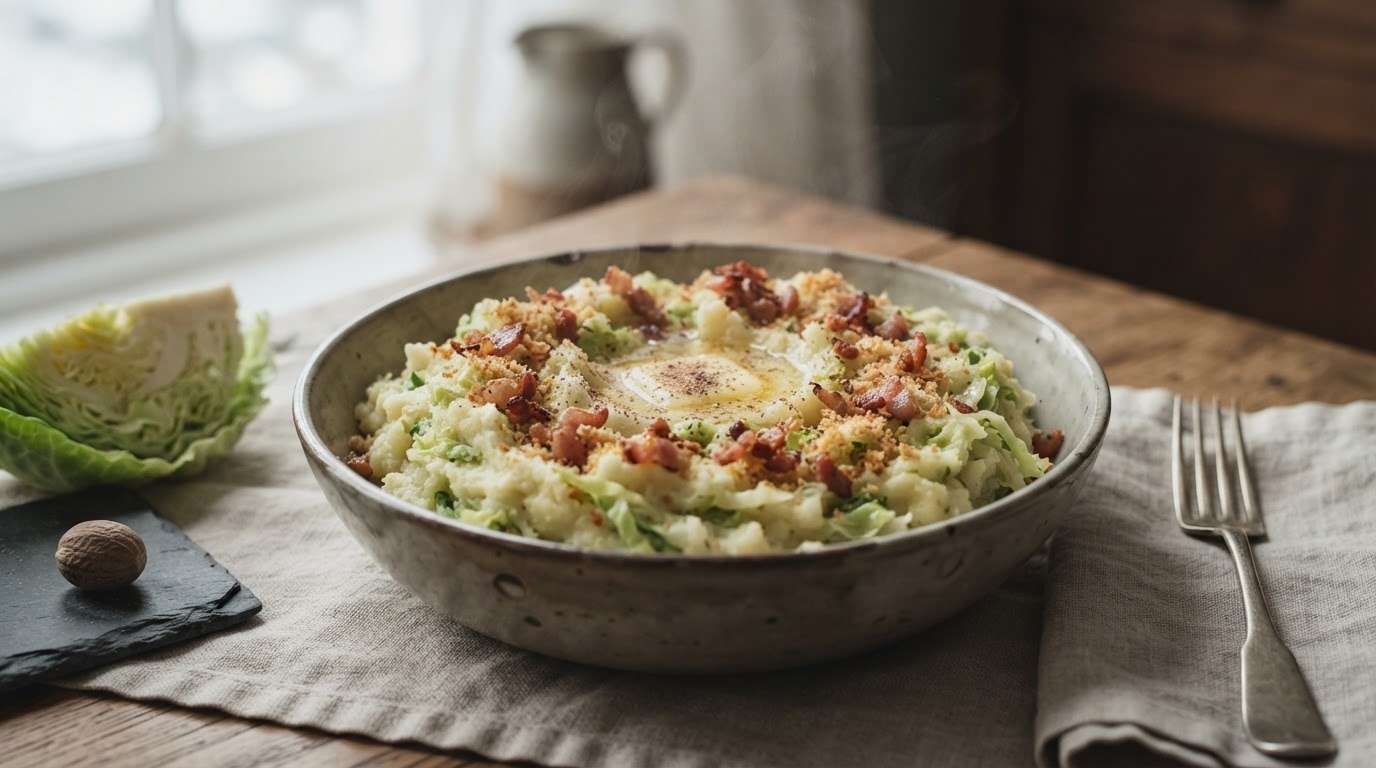 Aardappel puree met kool en spek