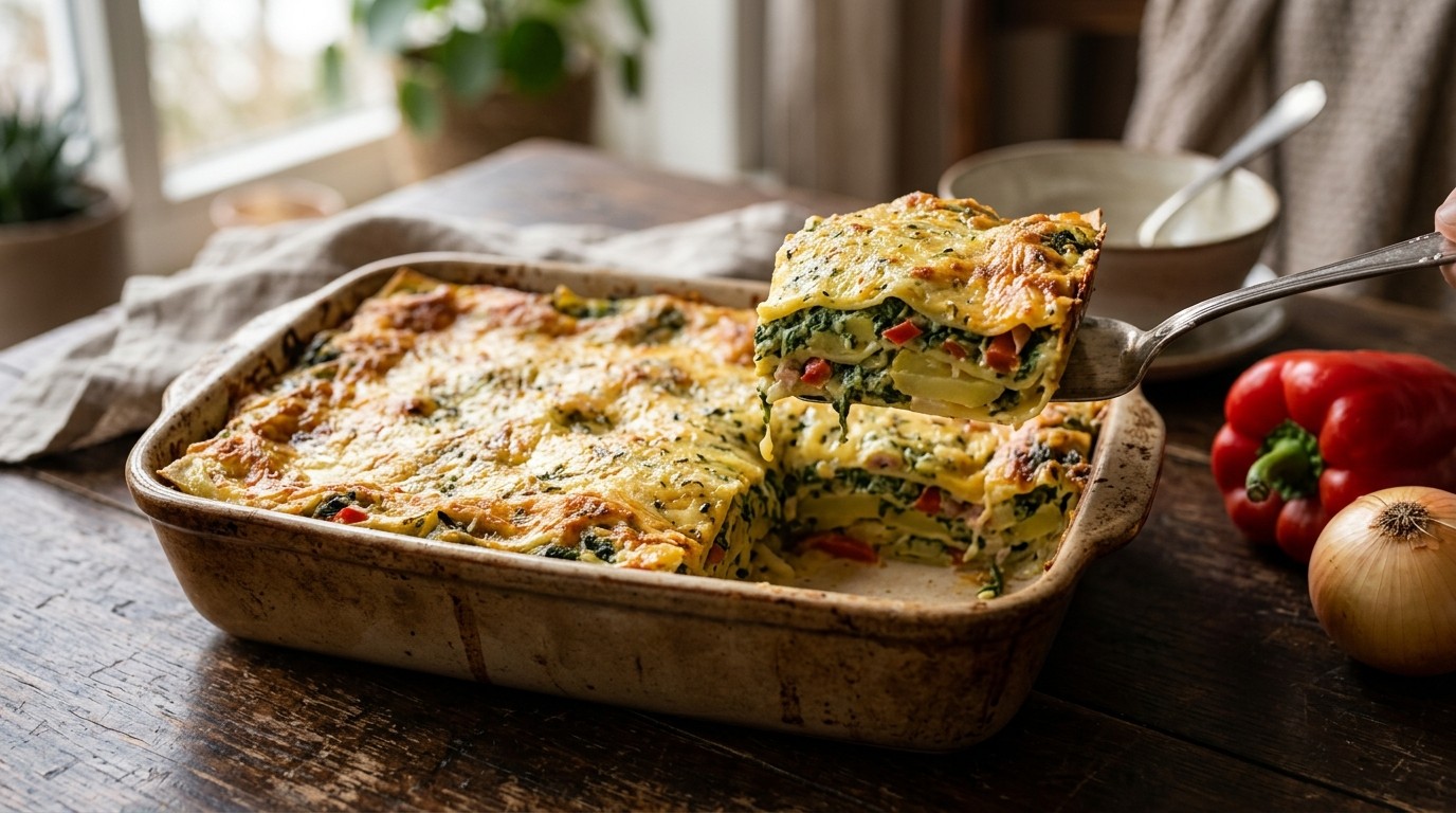Aardappel-spinazielasagne