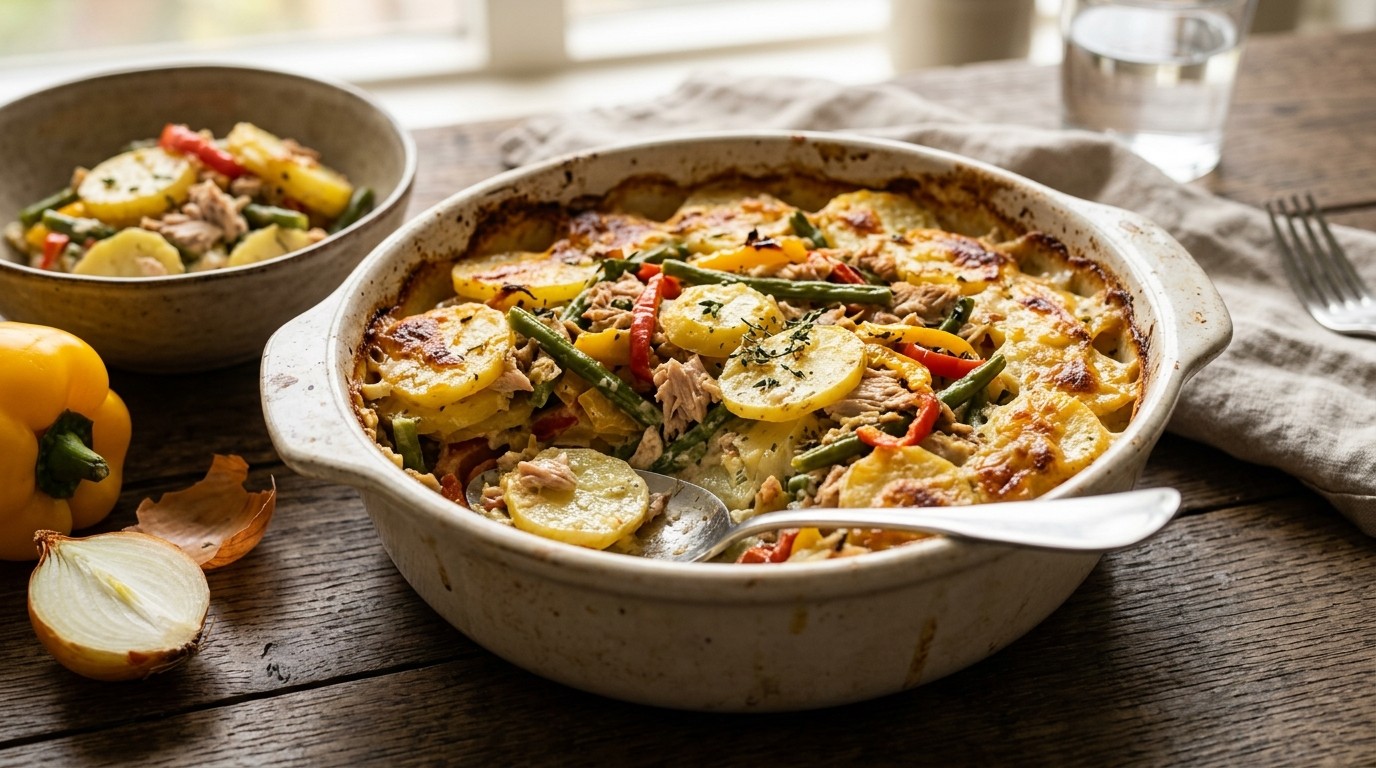 Aardappel-tonijn ovenschotel