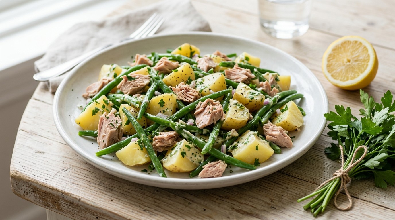 Aardappel-tonijnsalade met haricots verts