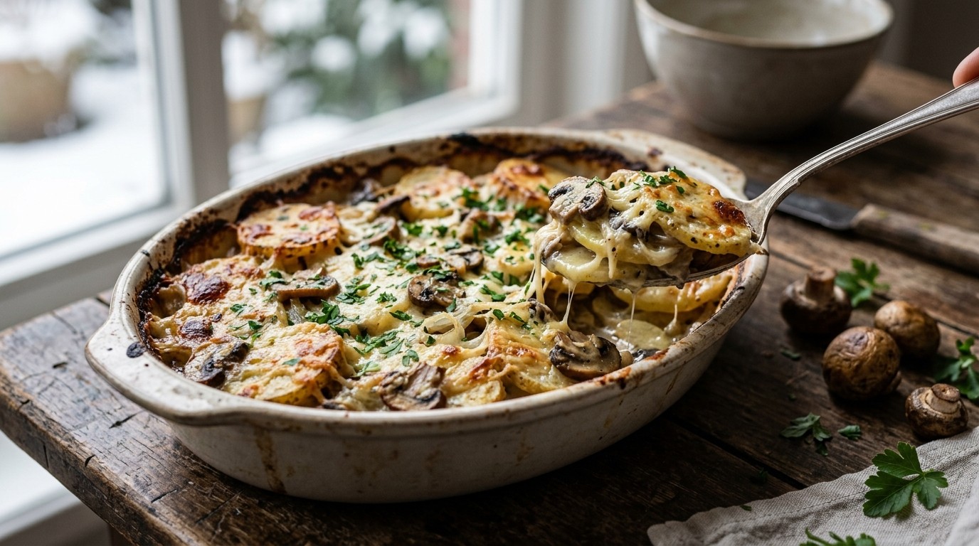 Aardappelgratin met Champignons
