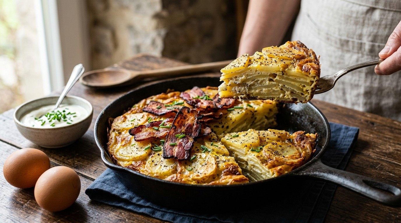 Aardappelkoek met spek