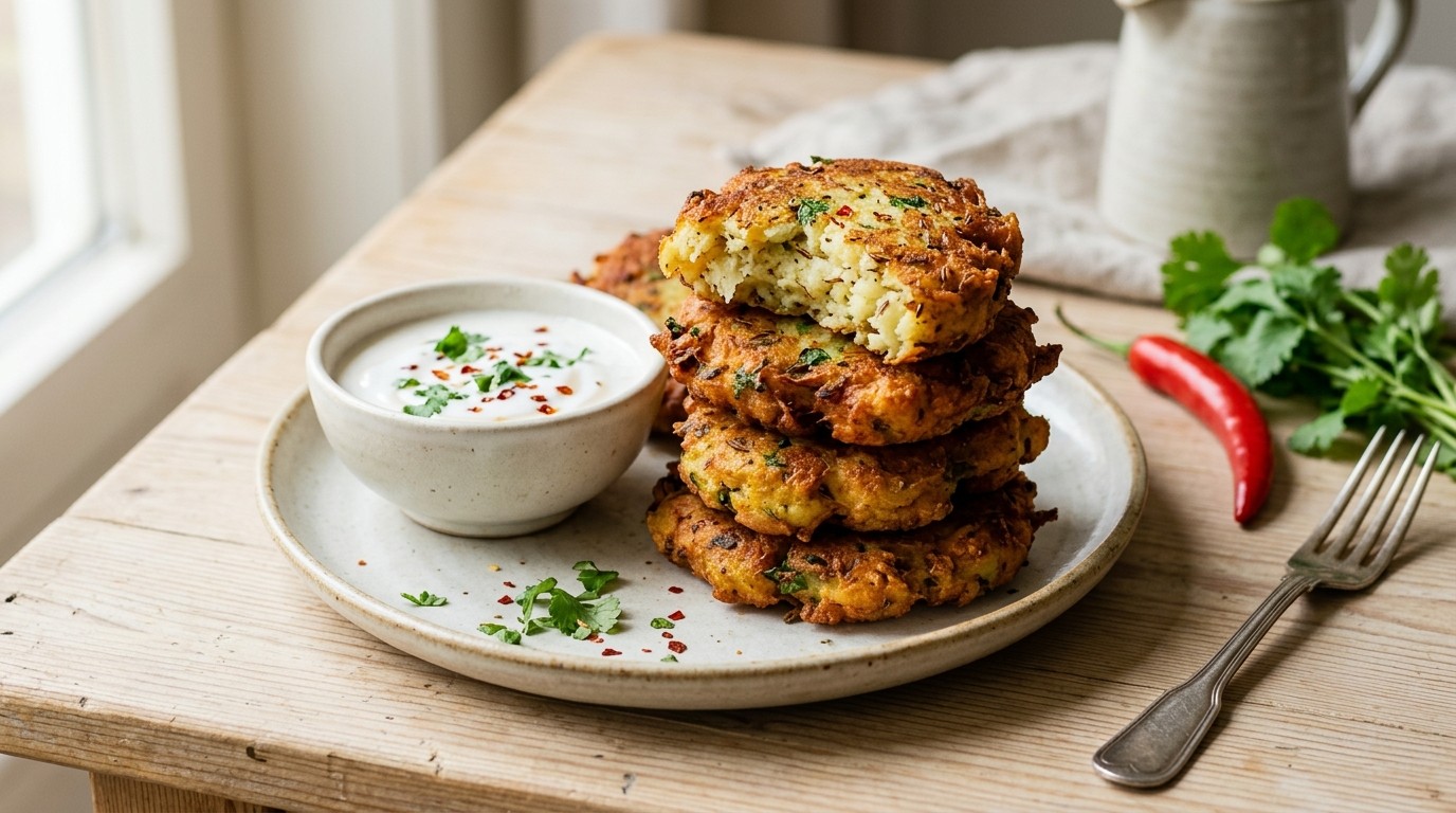 Aardappelkoekjes met kokosyoghurt