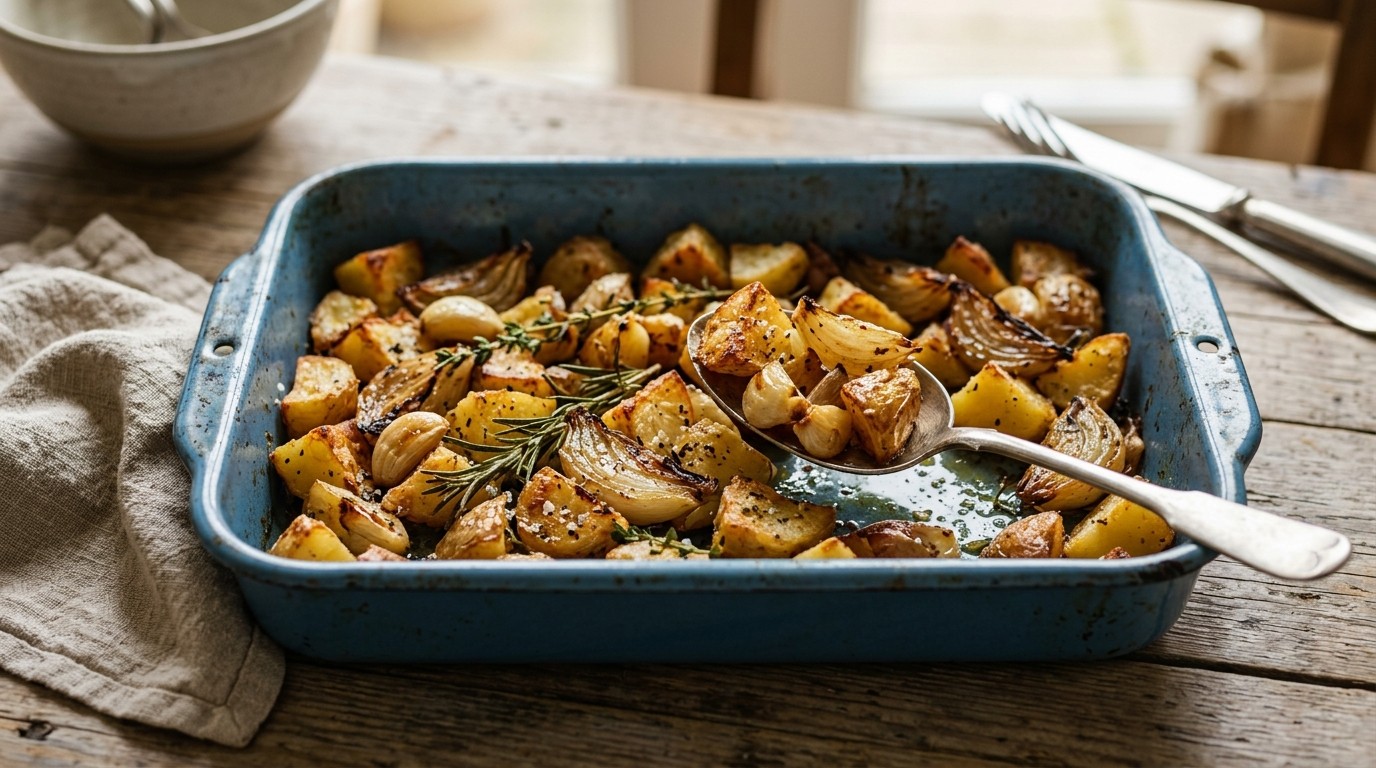 Aardappellen met Knoflook en ui uit de Oven