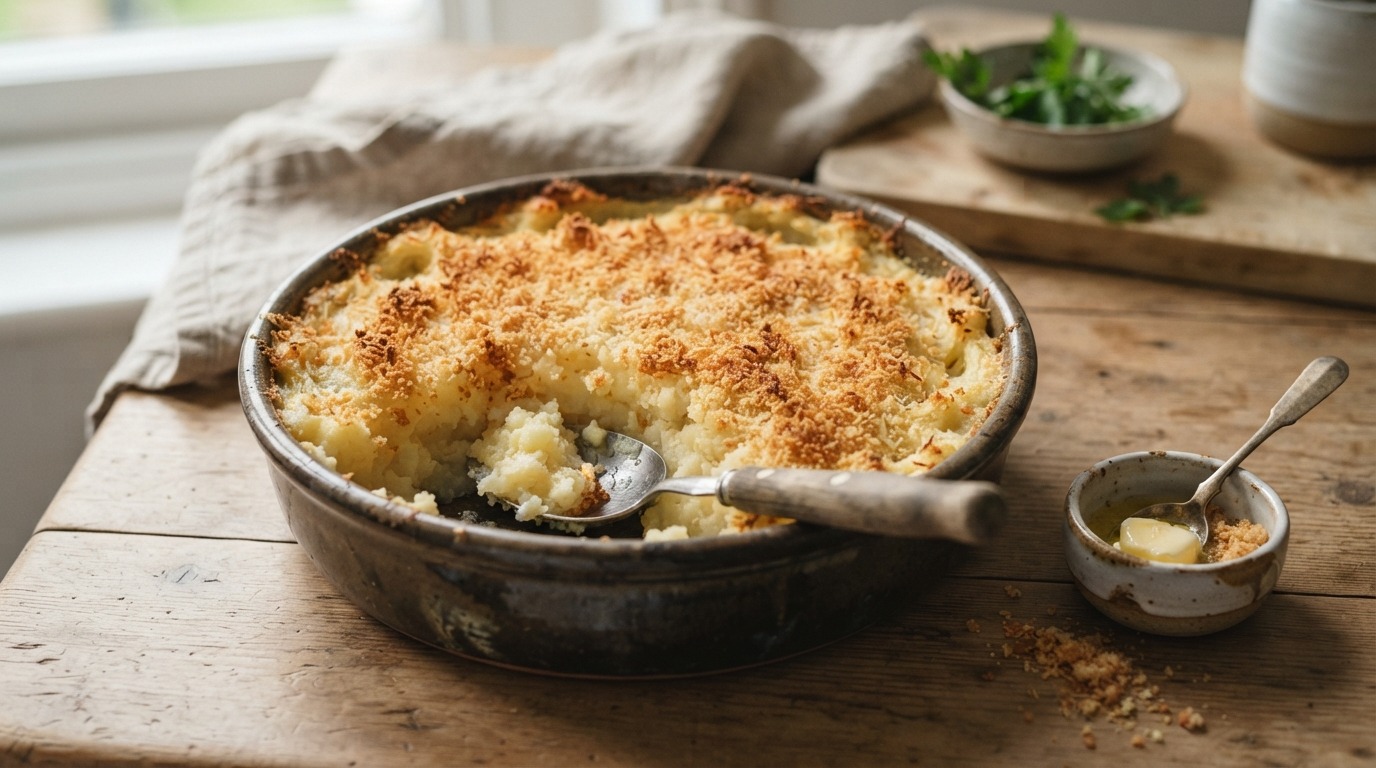 Aardappelpuree met een bruin korstje