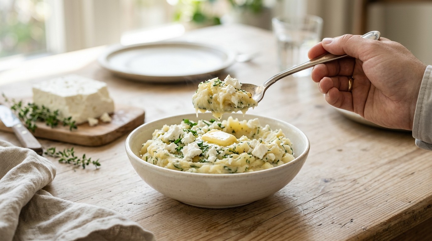 Aardappelpuree met feta