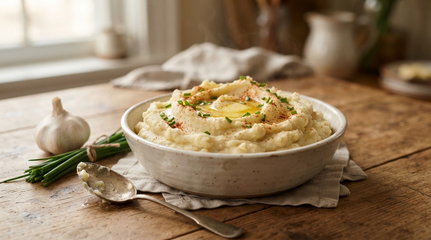 Aardappelpuree met knoflook