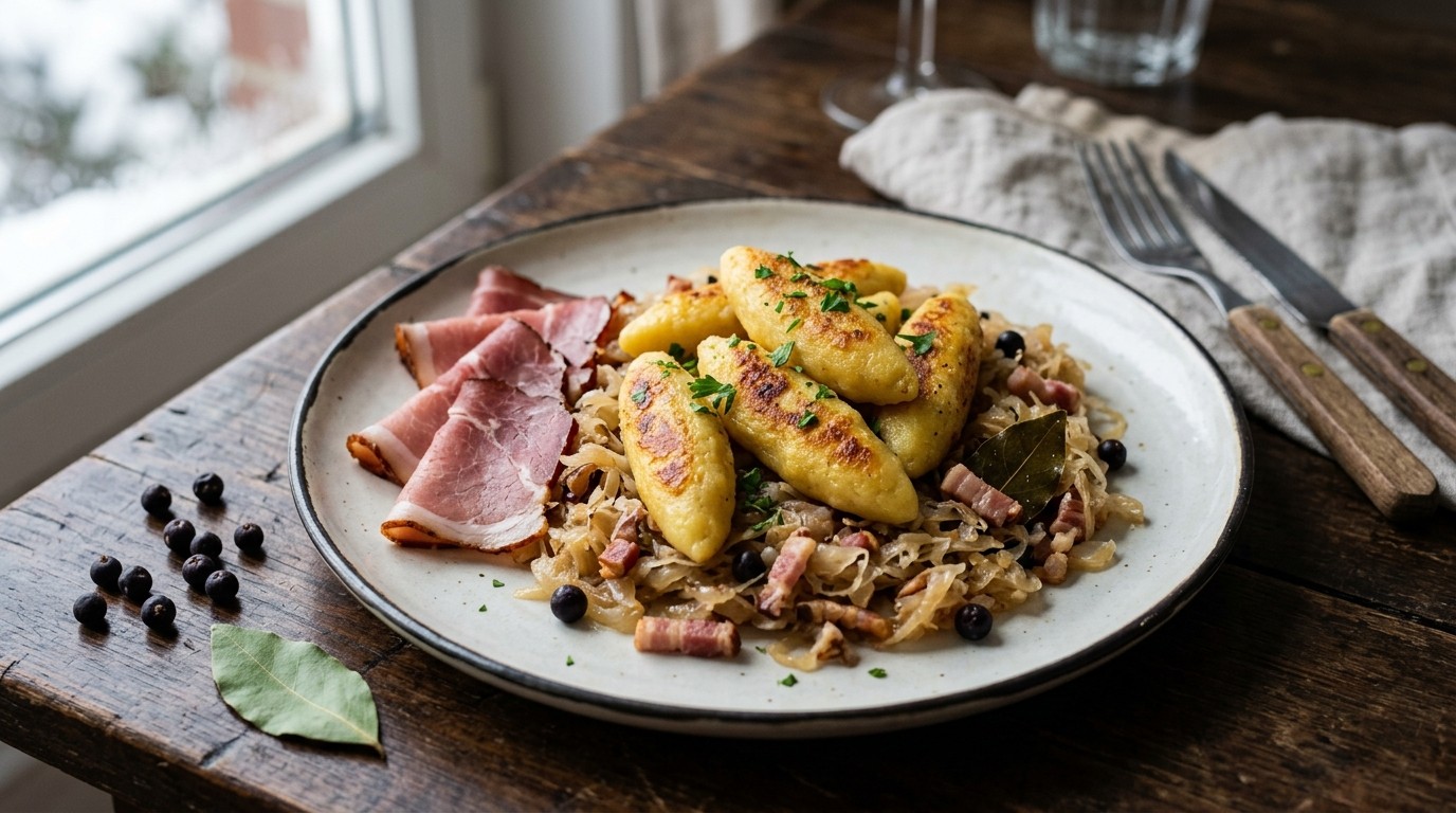 Aardappelrolletjes met Zuurkool