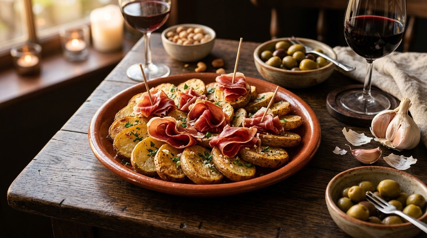 Aardappelrondjes met seranoham