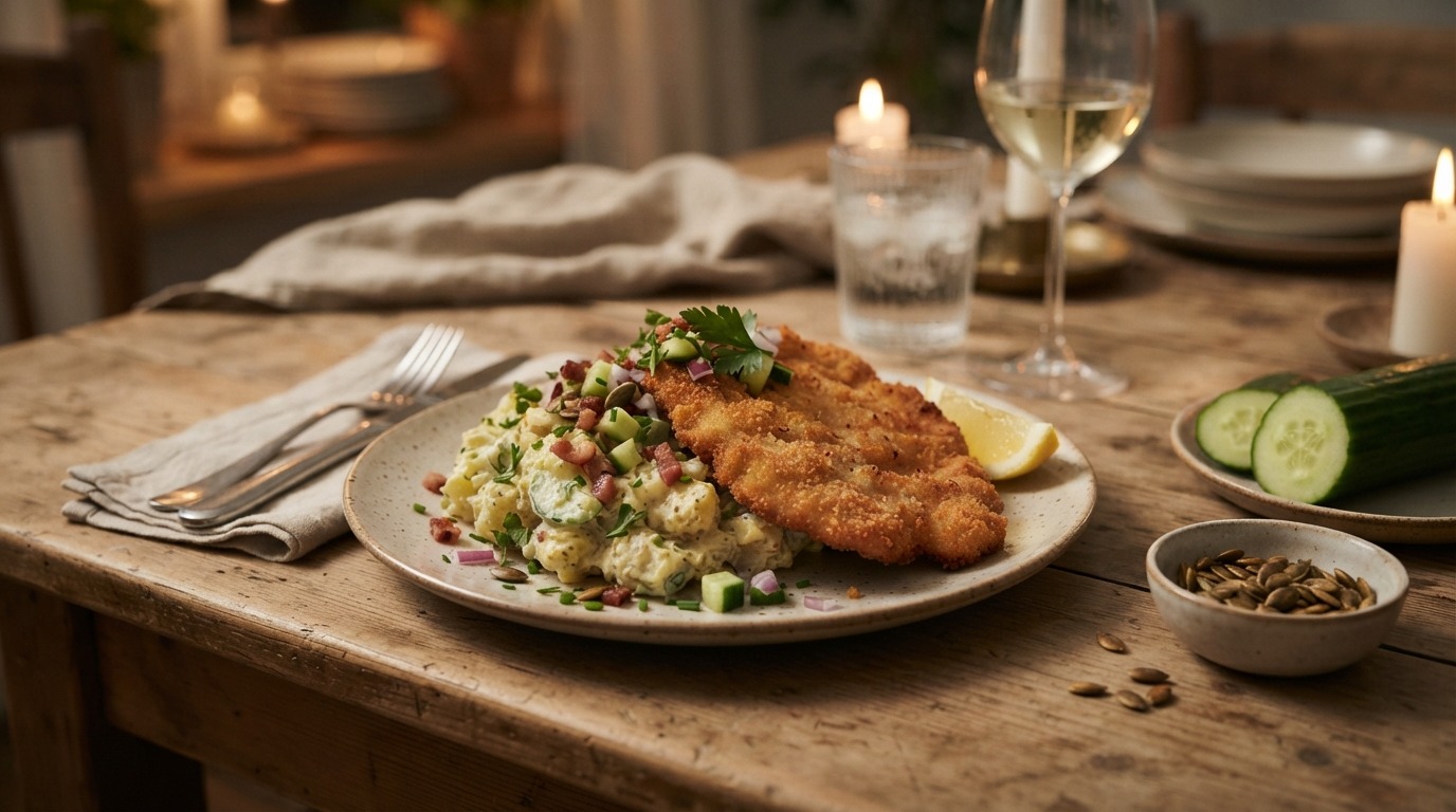 Aardappelsalade met schnitzel
