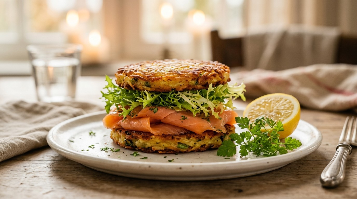 Aardappelsandwich met zalm