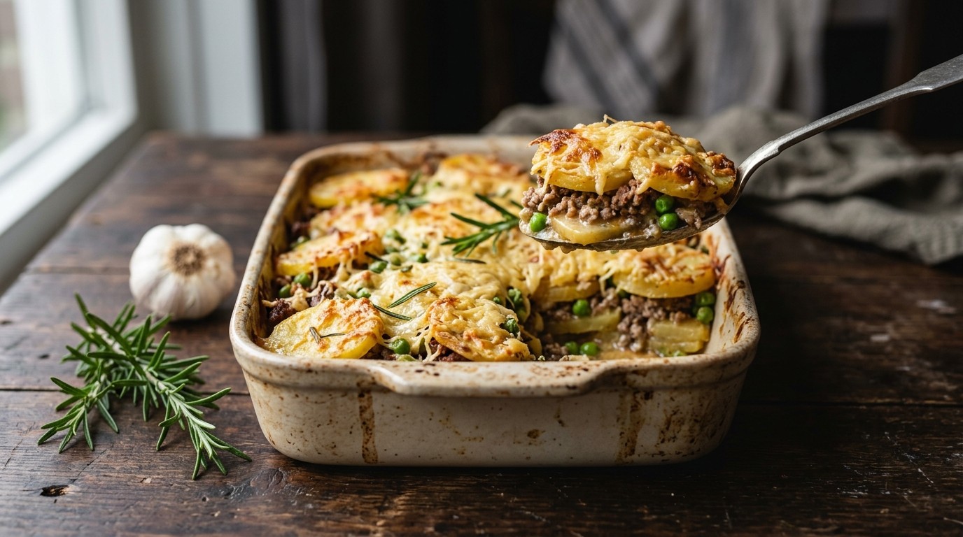 Aardappelschotel met Doperwten