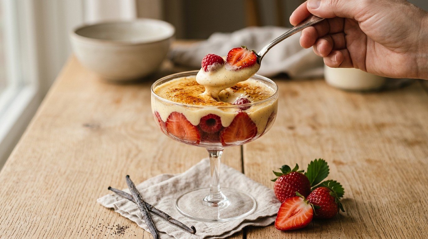 Aardbeien-frambozendessert