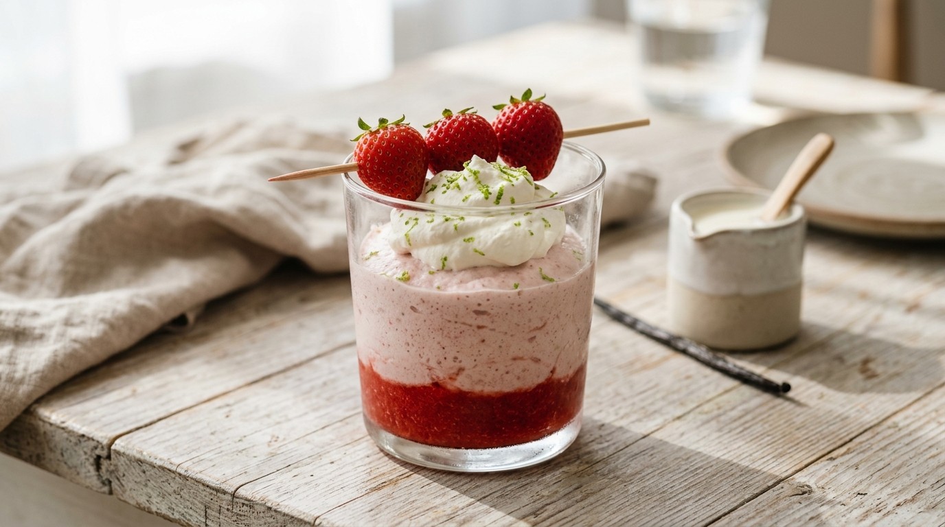 Aardbeien-limoenmousse