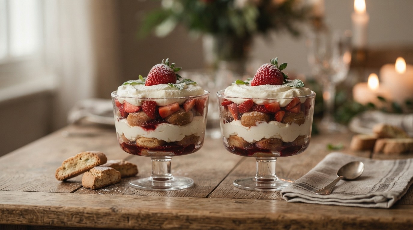 Aardbeien mascarpone trifle