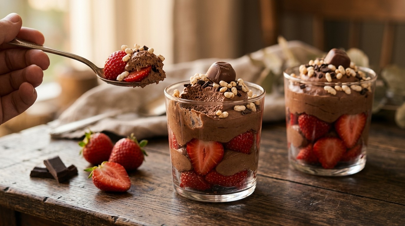 Aardbeien met chocoladeroom
