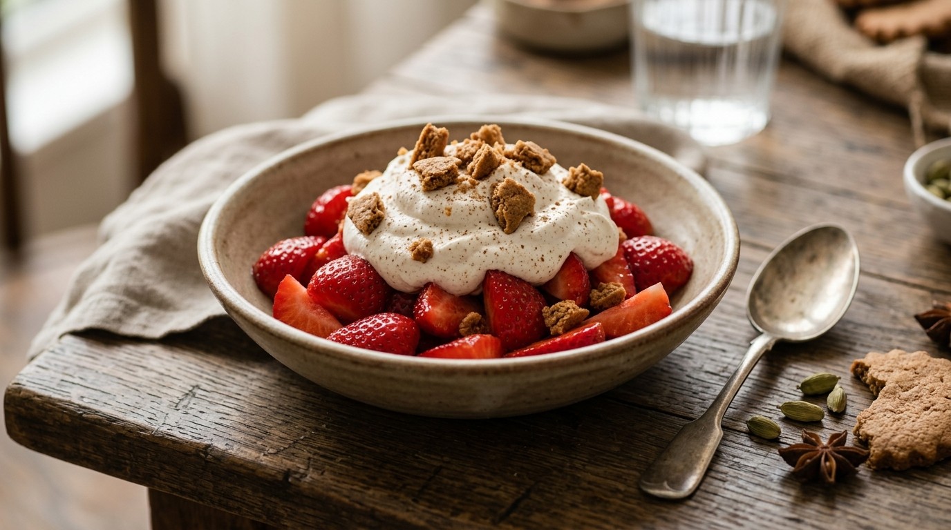 Aardbeien met kruidenroom