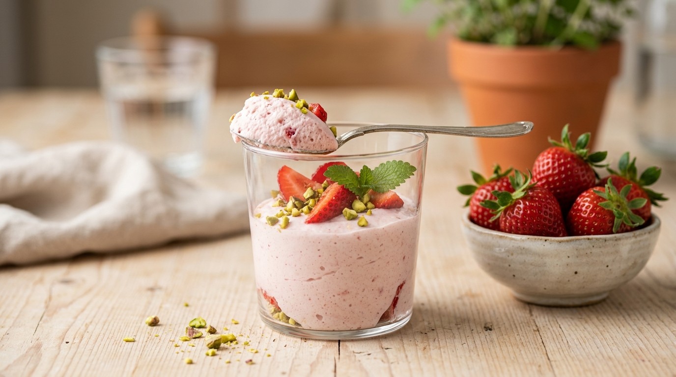 Aardbeien-yoghurtmousse
