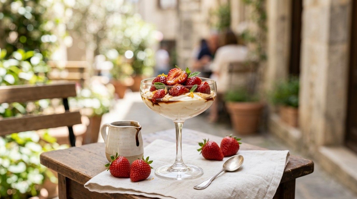 Aardbeiendessert met balsamico