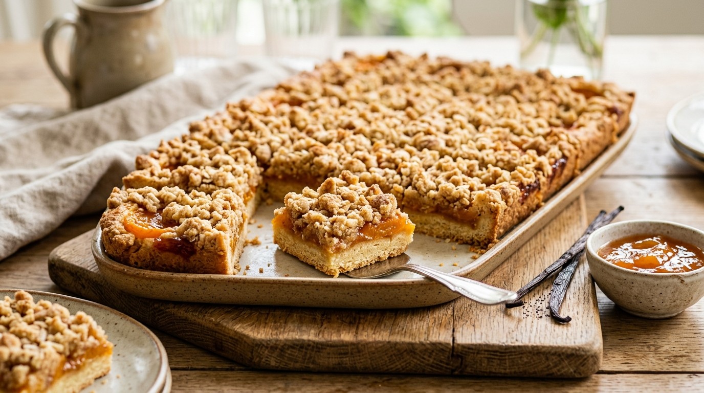 Abrikozenkruimelkoek voor buffet