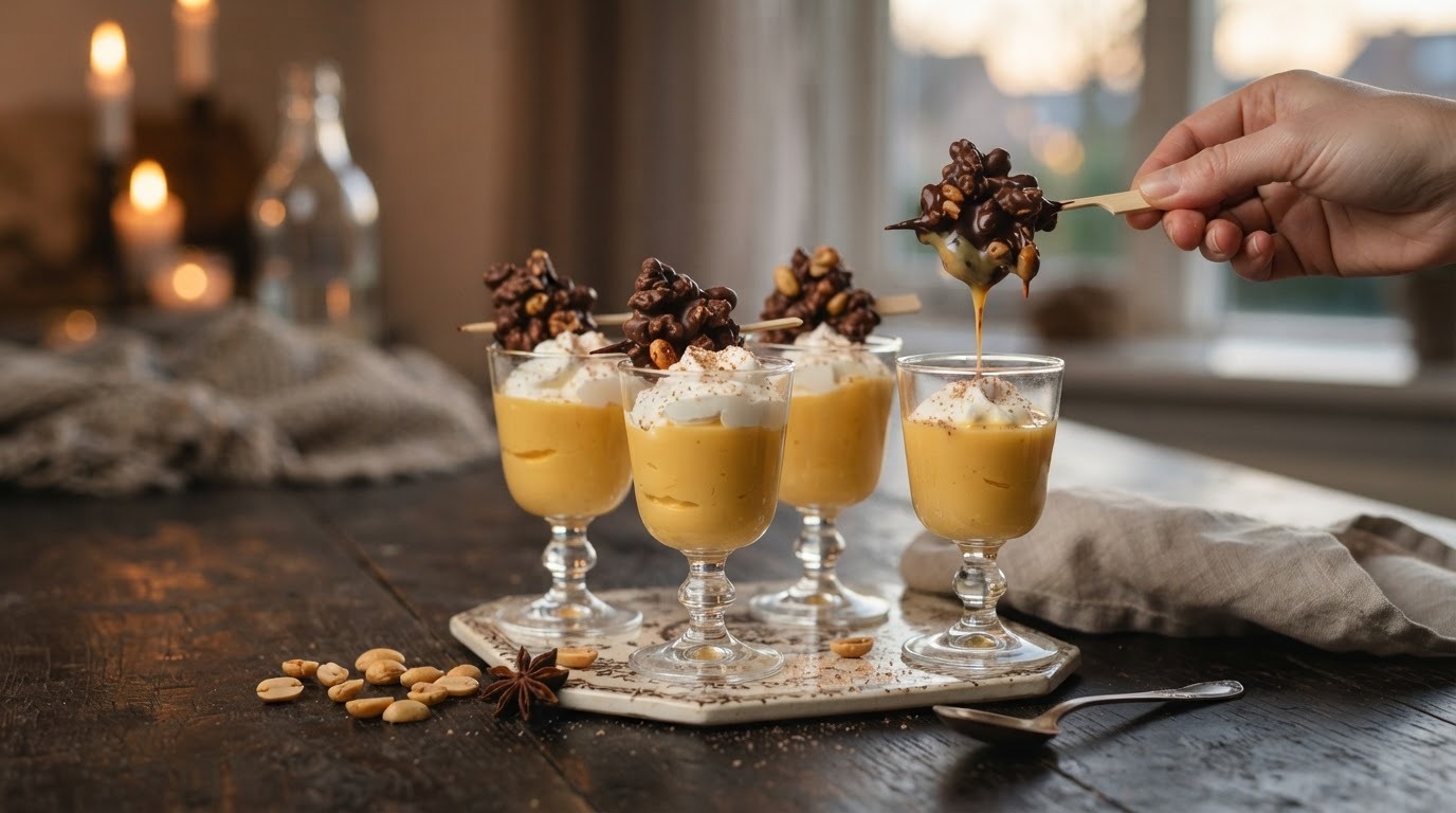 Advocaat met pindarots op stok