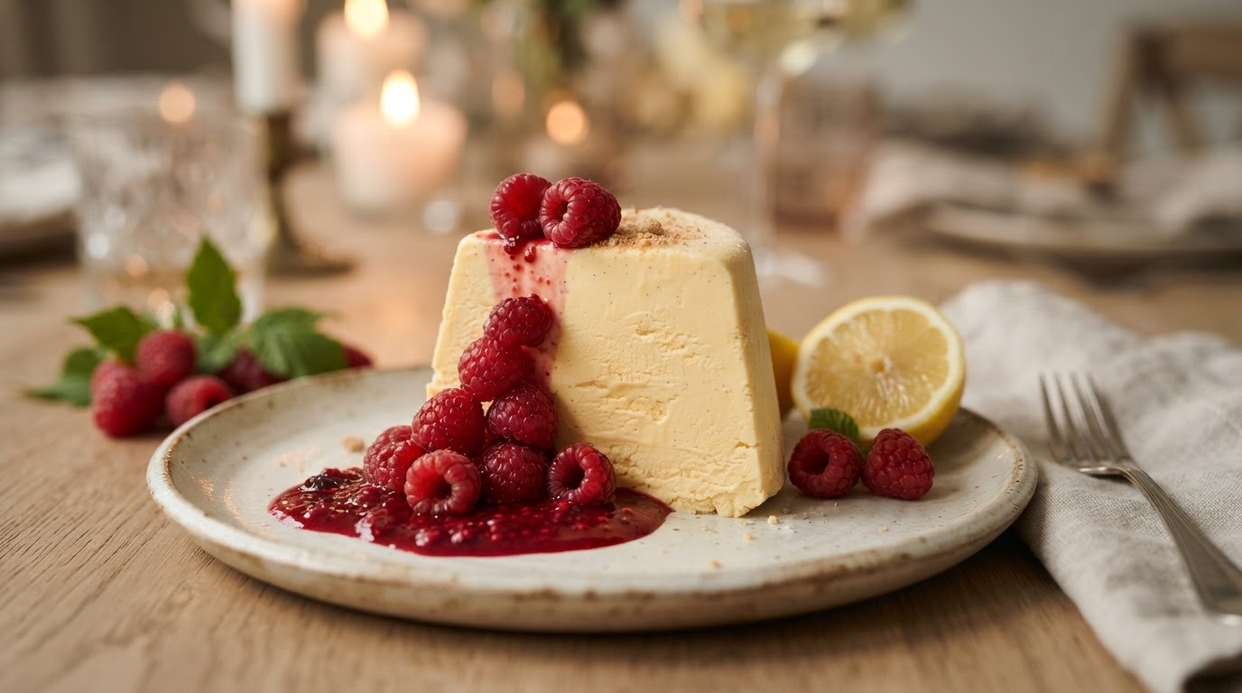 Advokaatparfait met frambozen voor buffet