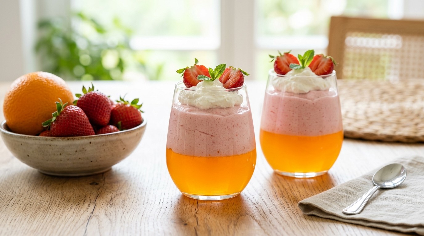 Agar Arbei (Luchtig Toetje met Aardbeien)