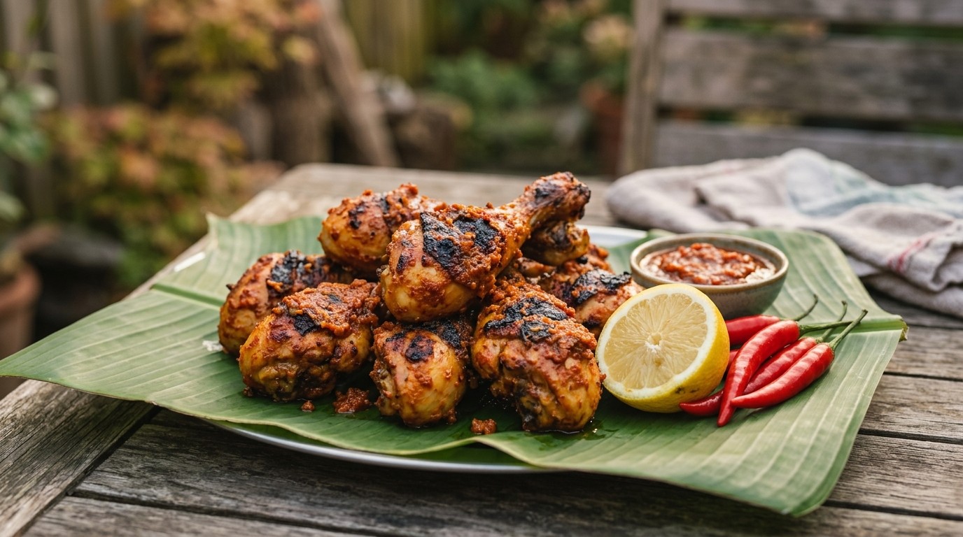 Ajam Pangang Boemboe Padang (geroosterde kip in Padang Saus)