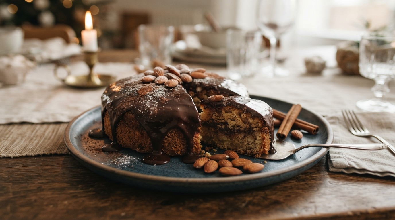 Amandelcake met chocolade