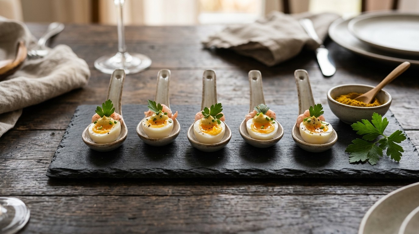 Amuse met Kwarteleitjes en Garnalen