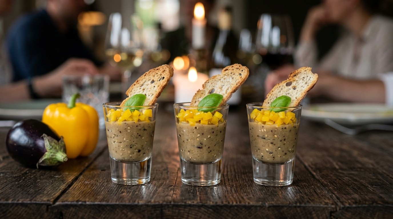Amuse van aubergine kaviaar